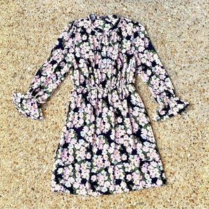 J. Crew Mercantile Floral Long Ruffle Sleeve Cottage Core Midi Dress Size S